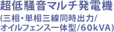 超低騒音マルチ発電機(三相・単相三線同時出力/オイルフェンス一体型/60kVA)