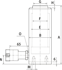 単動油圧シリンダ寸法図