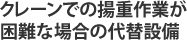 クレーンでの揚重作業が困難な場合の代替設備
