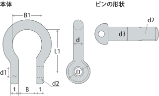 シャックルBD寸法図