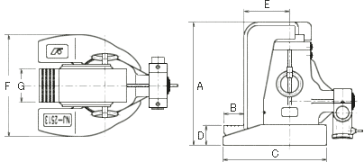 爪付きジャーナルジャッキ寸法図