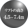 リフトの高さ4.5～7.4m