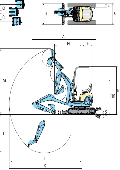 寸法/作動範囲図 油圧ショベル ブレーカー付(型式：U-10-3)