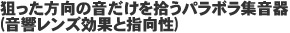 狙った方向の音だけを拾うパラボラ集音器(音響レンズ効果と指向性)