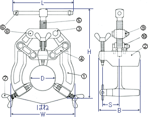 配管溶接用クランプ寸法図