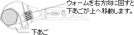 ウォームを右方向に回すと下あごが上へ移動します。