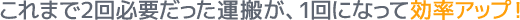 これまで2回必要だった運搬が、1回になって効率アップ!