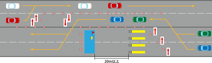 4車線時のデルタクッション設置例