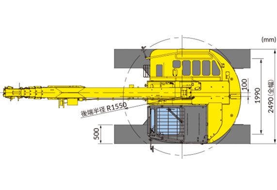 小旋回クローラークレーン　寸法図